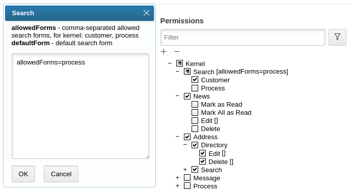 user permission tree