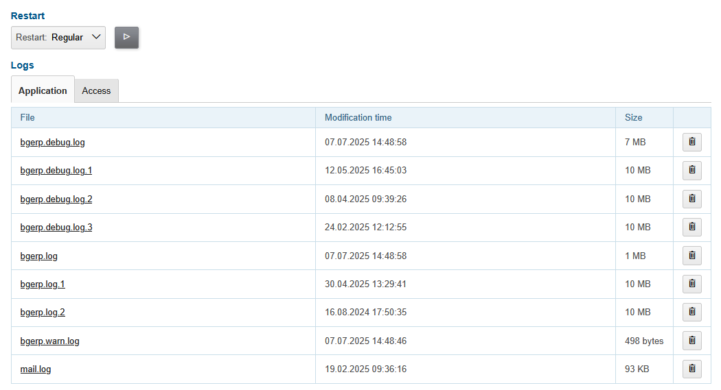 restart logs
