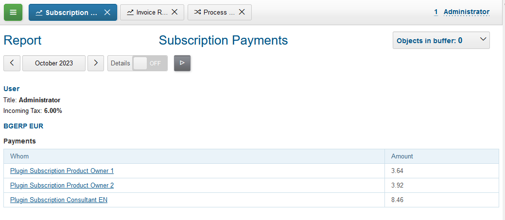 15020 report subscription payments