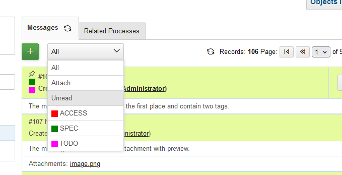 15073 unread process messages filter