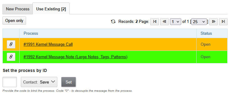 message process existing