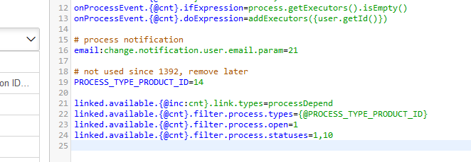 15020 linked processes config comment
