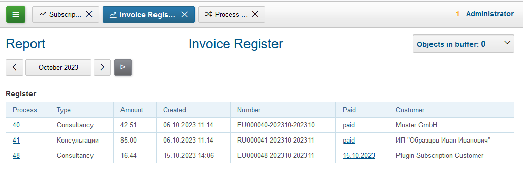 15020 report invoice register