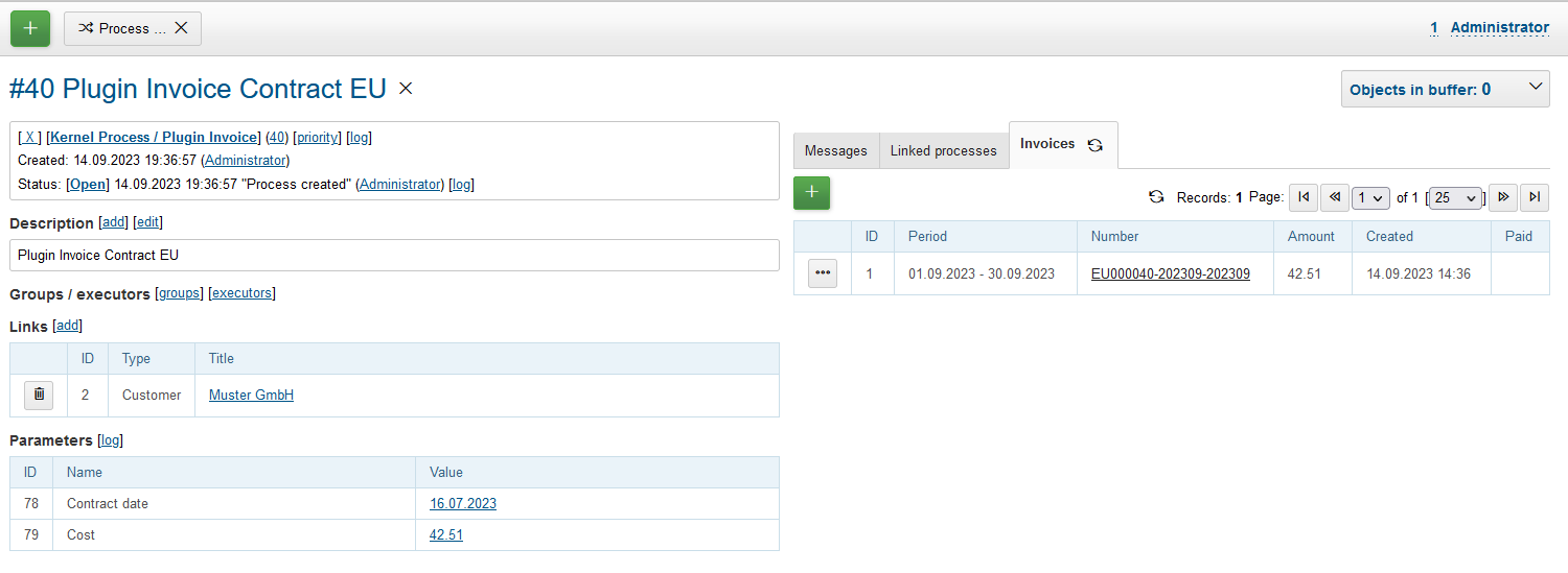 process invoice table