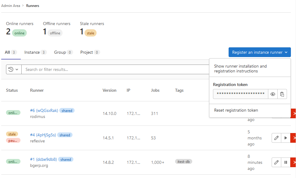 gitlab runner token