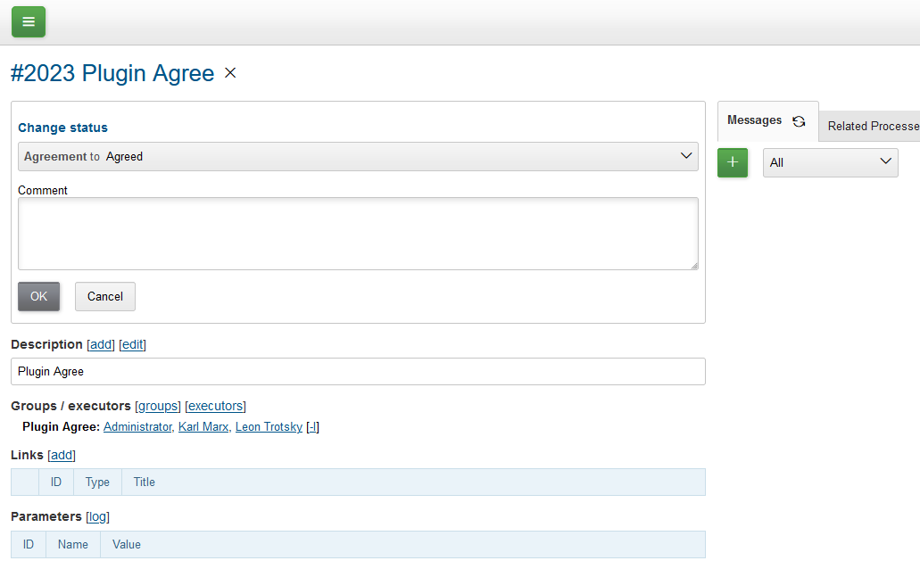 process agreement status change